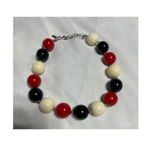 Yves Saint Laurent Necklace Red Black Ivory Jewelry Women's‎ Large Bead 16"